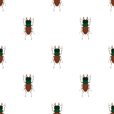 Beyaz arka planda biçimlendirilmiş böcek çizimlerinin kusursuz deseni