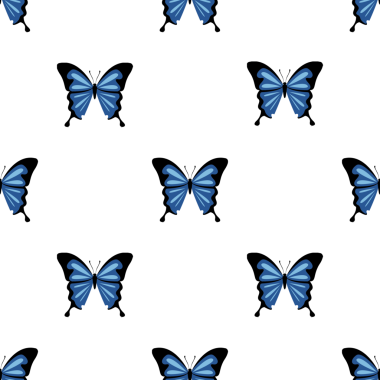 Moda ve tekstil için mavi kelebekli kusursuz vektör deseni