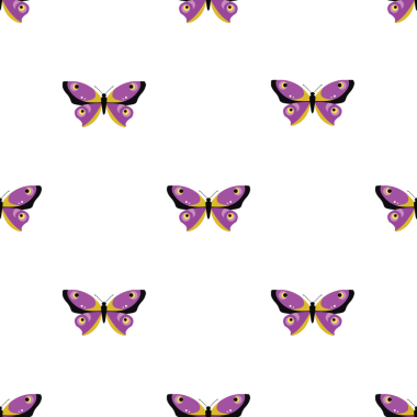 Mor ve sarı kelebek elementleriyle kusursuz desen tasarımı