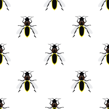 Beyaz arkaplan ile karikatür arı vektör illüstrasyonunun kusursuz deseni