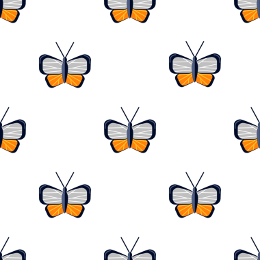 Şirin turuncu ve gri kelebek pürüzsüz desen tasarımı