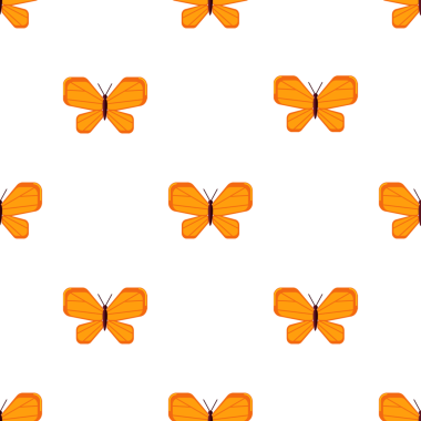 Canlı turuncu kelebek çizimleri içeren kusursuz vektör deseni