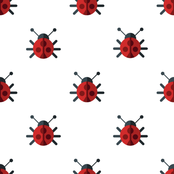 Beyaz arka planda kusursuz uğur böceği deseni, vektör illüstrasyonu