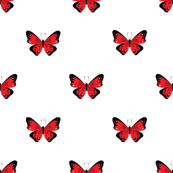 Şık, pürüzsüz desenli, canlı kırmızı kelebek çizimi.