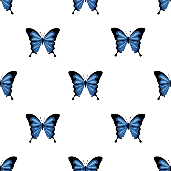 Moda ve tekstil için mavi kelebekli kusursuz vektör deseni