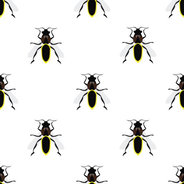 Beyaz arkaplan ile karikatür arı vektör illüstrasyonunun kusursuz deseni