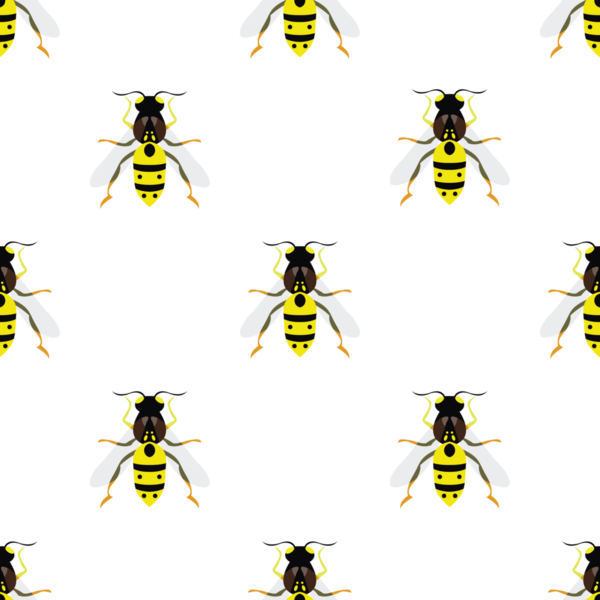 Sarı ve siyah tonlarda kusursuz yaban arısı deseni izole edildi.