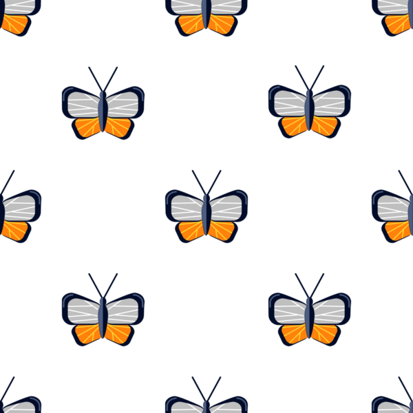 Şirin turuncu ve gri kelebek pürüzsüz desen tasarımı