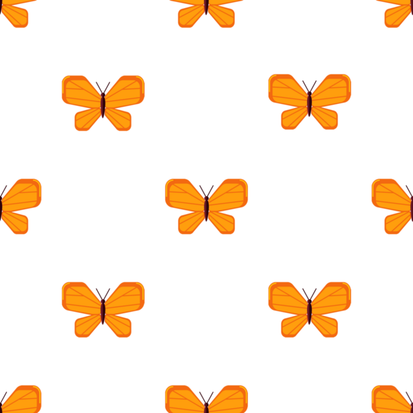 Canlı turuncu kelebek çizimleri içeren kusursuz vektör deseni