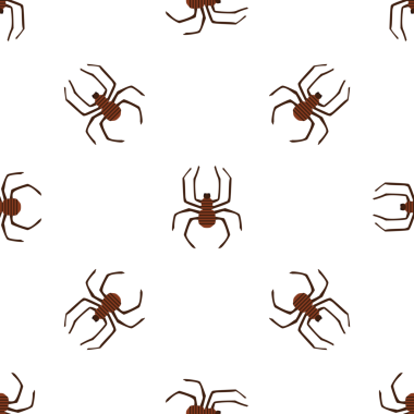Beyaz zemin üzerinde kahverengi örümcekler olan kusursuz vektör deseni