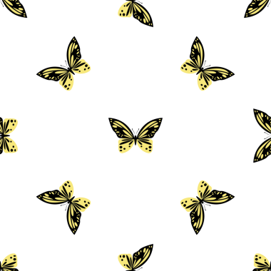 Şık sarı ve siyah kelebekli kusursuz desenler.
