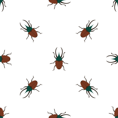 Kahverengi ve yeşil gergedan böceklerinden oluşan zarif, pürüzsüz bir desen.