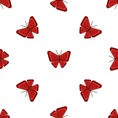 Beyaz arka planda biçimlendirilmiş kelebekli kusursuz vektör deseni
