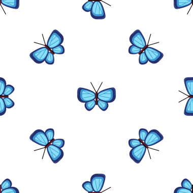 Tekstil tasarımı için hassas mavi kelebek pürüzsüz desen arkaplanı