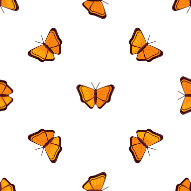 Beyaz arkaplanda kelebek vektör çizimi olan kusursuz desen