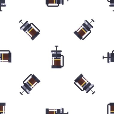 Beyaz Arkaplanda Kusursuz Fransız Basın Kahve Yapıcıları Deseni