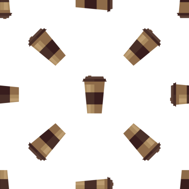 Kusursuz desenli, arka plan için düz kahve fincanları.