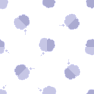 Beyaz arka planda kusursuz açık mor düşünce kabarcıkları