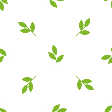 Beyaz üzerinde minimalist yeşil yaprak filizi olan kusursuz botanik desen