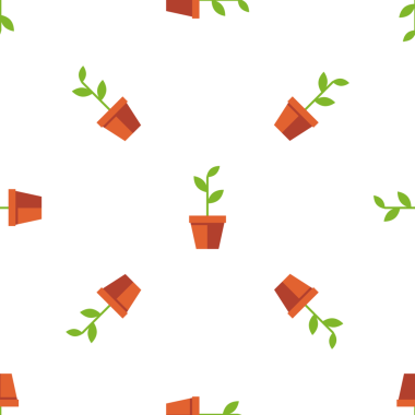 Saksılardaki bitkilerin kusursuz deseni, arka planlar için minimalist vektör tasarımı