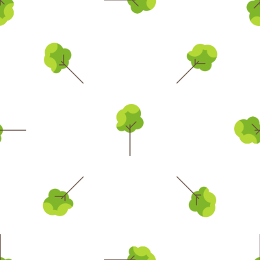 Beyaz arkaplan vektöründeki sevimli yeşil ağaçların kusursuz deseni