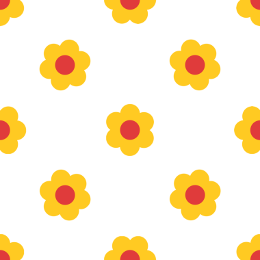 Sevimli Sarı Çiçekler ve Kırmızı Merkez Dekorasyonlu Kusursuz Desenli