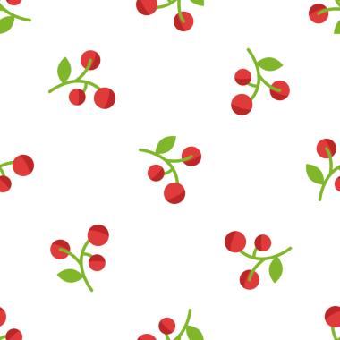 Yeşil Yaprak Vektör Sanatıyla Kusursuz Kırmızı Kiraz Deseni