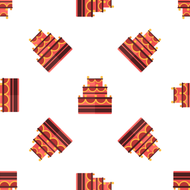 Şenlikli üç katlı pasta çizimi, kusursuz desenli kutlama arka planı