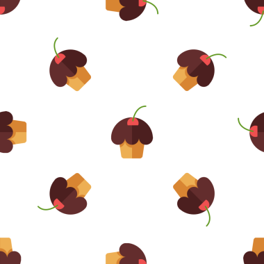 Kirazlı ve çikolatalı keklerin kusursuz deseni.