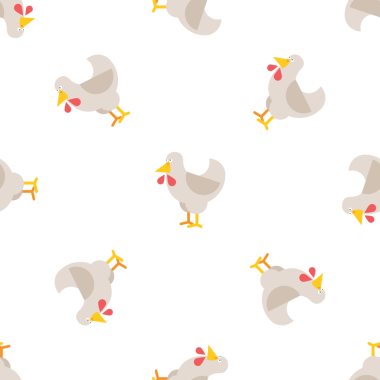 Şirin ve basit tavukların izole edilmiş tasarımı ile kusursuz şablon vektörü