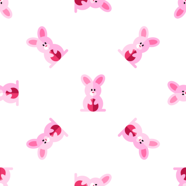 Çizgi film Pembe Paskalya Tavşanları ile Kusursuz Desen Boyalı Yumurta Tutuyor