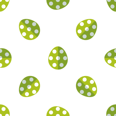 Yeşil paskalya yumurtalarının pürüzsüz desenleri ve düz beyaz noktalar.