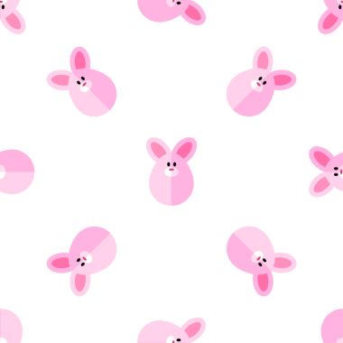 Beyaz arkaplan vektöründe sevimli pembe tavşancıklar olan kusursuz desen