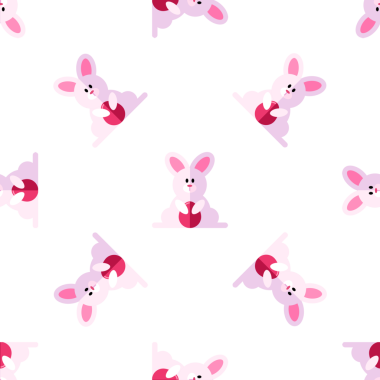 Çizgi film tarzında yumurtalı kusursuz Pembe Paskalya Tavşanı