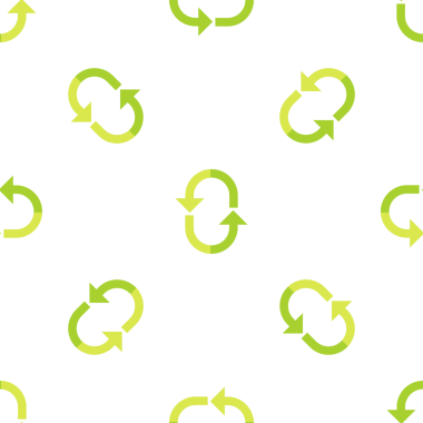 Yeşil geri dönüşüm oklu kusursuz vektör deseni, çevre dostu tasarım