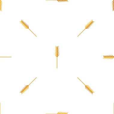 Beyaz arkaplan vektör tasarımında altın buğday kulakları pürüzsüz desen