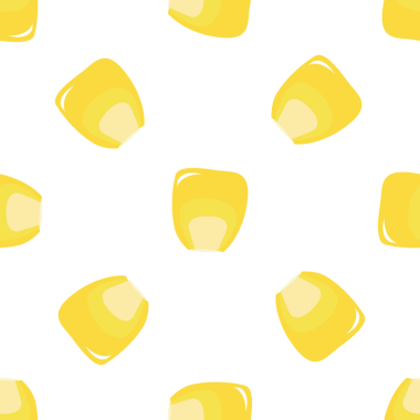 Beyaz arka planda sevimli sarı mısır taneleri olan kusursuz bir desen.