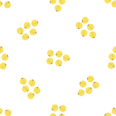 Beyaz arkaplana dağılmış soya fasulyesi tohumlarının kusursuz vektör deseni