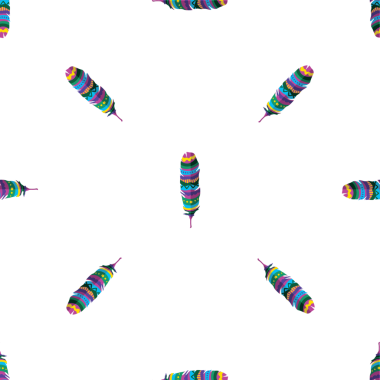 Renkli tüyler ve karmaşık bohem tasarımlar içeren kusursuz desenler.