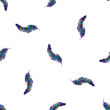 Beyaz Arkaplanda Suluboya Bohem Tüylü Kusursuz Desen