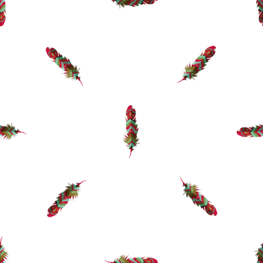 Beyaz arka planda tüysüz bohem desen, etnik vektör