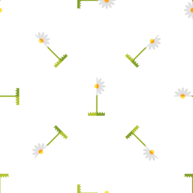 Papatya çiçeği pürüzsüz desen, doğa konseptinde düz tasarım, vektör çizimi