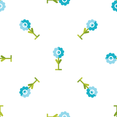 Beyaz arka planda biçimlendirilmiş mavi çiçekli kusursuz desen