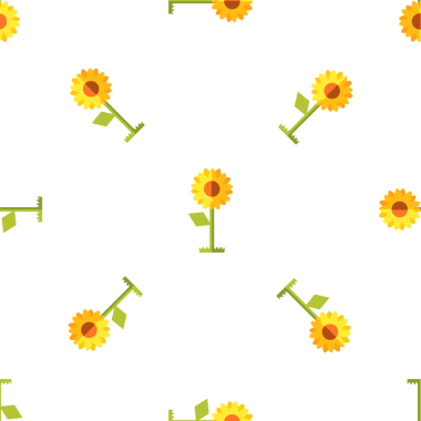 Düz ayçiçeği ikonu vektör illüstrasyon tasarımının kusursuz deseni