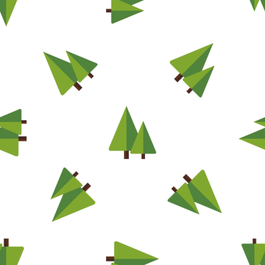 Kusursuz desenli, sade yeşil Noel ağaçlarıyla bembeyaz.