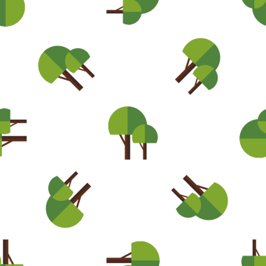 Beyaz arkaplanda izole edilmiş yeşil ağaçların kusursuz vektör deseni