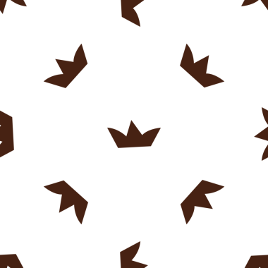 Beyaz Arkaplanda Kahverengi Taçlı Kusursuz Vektör Deseni