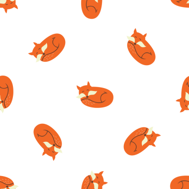 Beyaz arkaplan dizaynı üzerinde şirin uyuyan tilkiler olan kusursuz desen