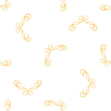 Beyaz arka planda zarif altın kıvrımlı köşe süsleme deseni