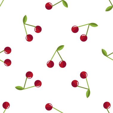 Düz kiraz simgeleriyle kusursuz desen, vektör çizim sanatı